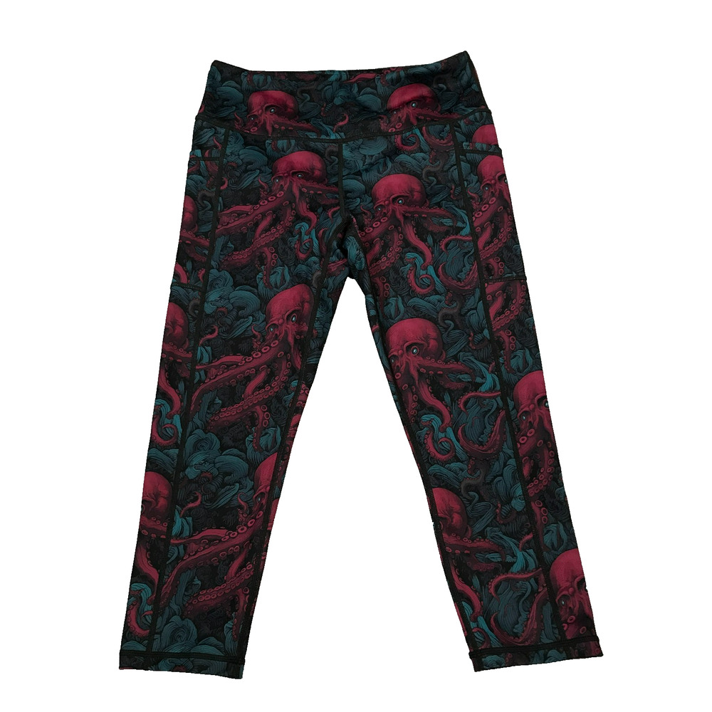 CVG Constantly Varied Gear Women's Medium Kraken Capri Leggings Teal Active BX19